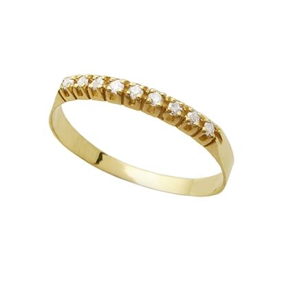 Anel Meia Aliança com Diamantes em Ouro 18kl'