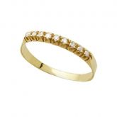 Anel Meia Aliança com Diamantes em Ouro 18kl'
