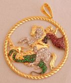 Medalha São Jorge-cravejada em pedras/ Ouro 18kl